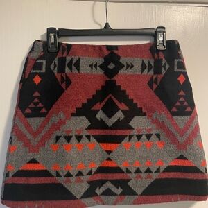 Geometric Patterned Skirt - Black, Red, Gray